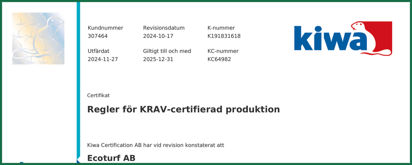 EcoTurf - KRAV Certificate